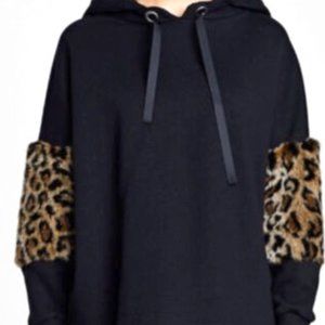 [ZARA] Hoodie-Black Leopard Faux Fur